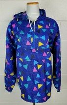 Vintage Ocean Pacific Geometric Triangle Nylon Windbreaker Jacket Packab... - $35.64