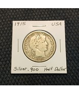 1915-D Barber Silver Half Dollar in Very Good Condition - £28.48 GBP