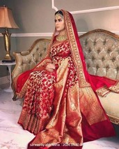 Red Bridal Banarasi Silk Saree with Dupatta || Wedding Bridal Saree | Rich Pallu - £110.32 GBP