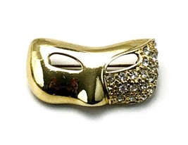 Vintage Signed Monet Gold Tone Rhinestone Mardi Gras Masquerade Mask Brooch Pin - £14.24 GBP