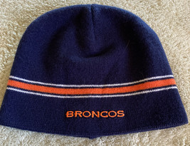 NFL Team Apparel Denver Broncos Football Navy Blue Orange Kids Beanie - $8.33