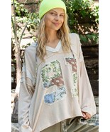 POL Exposed Seam Number Patch V-Neck Hooded Top - $57.52