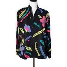 Alfred Dunner Colorful Art To Wear Jacket Neon Funky Retro Sheer Women S... - $38.61