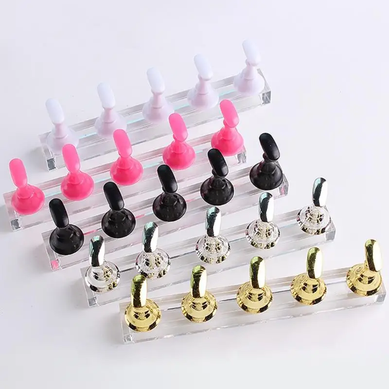 Sporting 5pcs Magnetic Nail Holder Practice Display Stand Acrylic Crystal Showin - £24.04 GBP