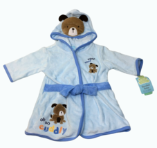 Carters Hooded Robe Boys Blue Terrycloth Bathrobe 0-9M Puppy Dog Cuddly ... - $39.70 CAD