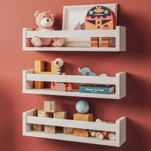 Nature Supplies Set Of 3 White Floating Shelves For Wall, Kids Bookshelf For - £33.94 GBP