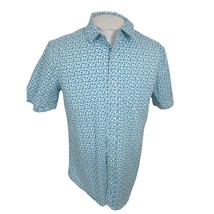 Nick Graham Everywhere Men shirt s/s p2p 22&quot;L Stretch Modern blue bubble dotted - £18.49 GBP