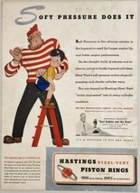 1944 Print Ad Hastings Steel Vent Piston Rings Burglar &amp; Boy Cartoon Michigan - £13.88 GBP
