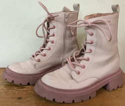 Zara Pink Lace Zip Childrens Girls Chunky Stomper Combat Boots US 13 EU 31 Vegan - £21.20 GBP