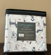 4pc Cynthia Rowley Valentines Dogs FULL Sheet Set  Red Pink Hearts - £34.43 GBP