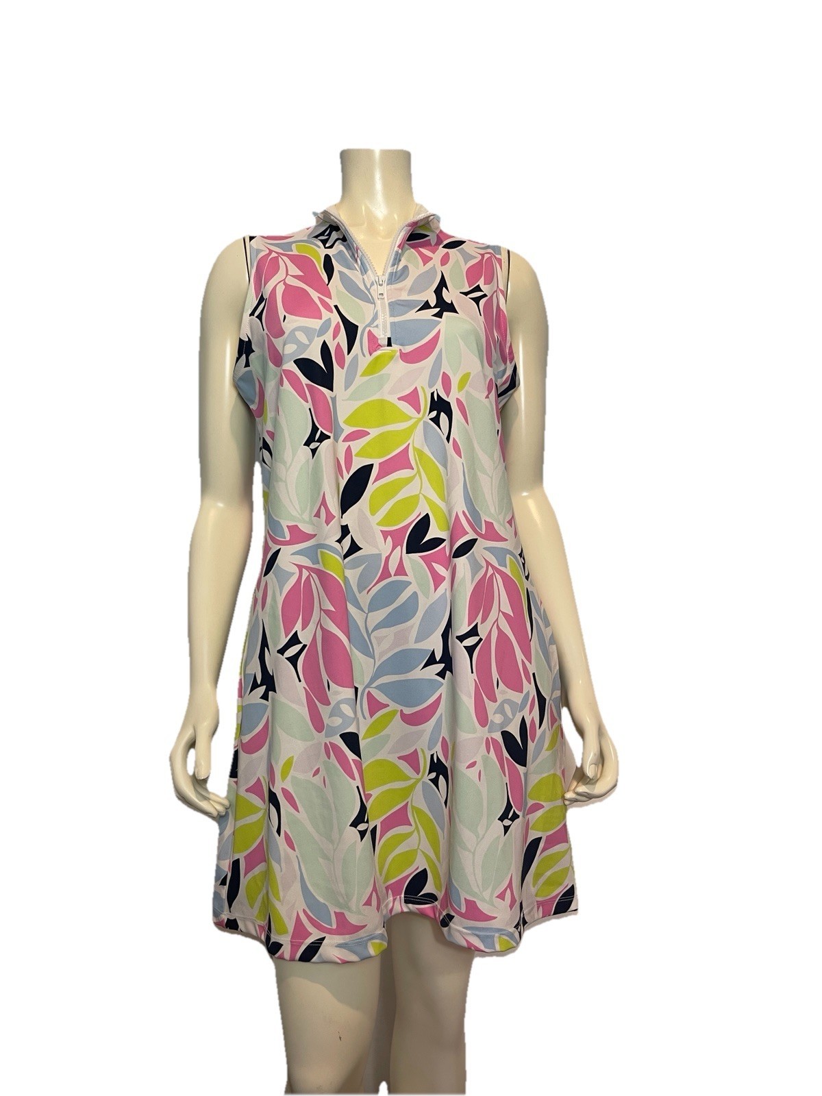 Tommy Bahama White, Pink, Blue Floral Print Sleeveless Golf Dress Size L - $37.99