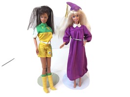 Vtg 90s Barbie Soccer Teresa Doll 1998 + Graduation Barbie Purple Cap And Gown - £11.99 GBP