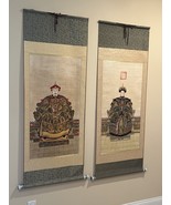 Two Paper Chinese Art Hanging Scrolls Beautiful  20”x55” Each - $445.50