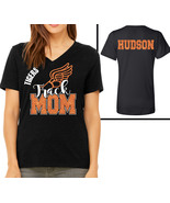 NEW Personalized Track & Field Mom Glitter Design V-Neck Bella + Canvas T Shirt - £21.94 GBP - £24.34 GBP