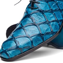 Olivieri Caribbean Genuine Pirarucu Exotic Lace-Up Oxford Blue image 3