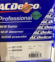 Genuine ACDelco Starter motor 337-1116 GM 88878286 - $146.49 CAD