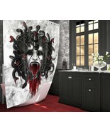 White Goth Wailing Medusa Shower Curtain, Black Snakes, Dark Home Decor - £56.10 GBP