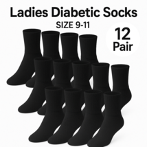 12 pair Cotton Blend Diabetic Socks Ladies Loose Fit Top Size 9-11 - $33.87 CAD