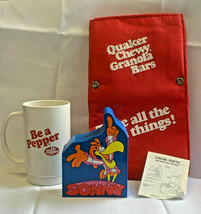 Mixed Lot of Advertising Items Dr. Pepper Mug Cocoa Puffs Bank Quaker Bars Bag - £23.85 GBP