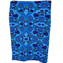 LuLaRoe Cassie Skirt Womens M Bright Blue w Red Green White Graphic Prin... - £11.65 GBP