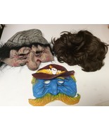 Lot of 2 Halloween Old Man, Sheriff Masks, 1 Brown Wig - £7.87 GBP