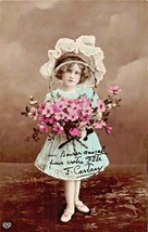 Beau Jeune Girl-Frilly Hat-Blue Dress-Bouquet ~1908 French Photo Postcard-
sh... - £7.44 GBP