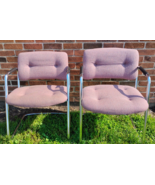 Steelcase 1980s Chrome w/Lavender Hopsack Cantilever Tube Chair Pair Mod... - $1,358.28 CAD
