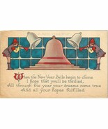 DB Postcard E458 A New Year Wish Men Blowing Horns Bells Cancel 1928 Be ... - $4.16