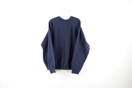 Vintage 90s Streetwear Mens XL Blank Faded Crewneck Sweatshirt Navy Blue USA - £38.96 GBP