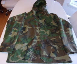 Bdu Woodland Camouflage GORE-TEX Parka Cold Weather Jacket W/ Hood Medium Long - $39.68