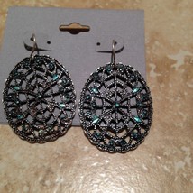 bronze & turquoise toned dangling pierced earrings - £15.97 GBP