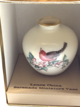 Lenox Serenade Mini 2.5&quot; Vase China Gold-Rim Pink Bird W/Flowers w/origi... - £9.38 GBP