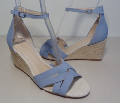 Splendid Size 7.5 M MADDY Sky Blue Leather Wedge Heel Sandals New Women&#39;s Shoes - £108.73 GBP