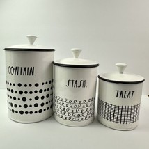 Rare Rae Dunn Enamel Canisters Set of 3 White Farmhouse Nesting Containers - £33.71 GBP