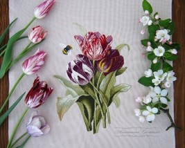Tulips cross stitch spring pattern pdf - Bouquet cross stitch spring flowers  - $9.99