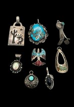 Navajo Sterling Silver Turquoise Multi Stone Pendant Charm Resale Lot 002 - £200.45 GBP