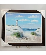Richard Tocci Oil on Canvas Framed Painting 24x21 Lighthouse Seascape Be... - $343.36 CAD