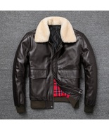 Air Force Flight Jacket Fur Collar Genuine Top Layer Cow Leather Jacket ... - £254.36 GBP