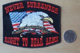 Never Surrender Right To Bear Arms IRON-ON / Sew On Patch 4&quot; X 3.25&quot; - £4.53 GBP