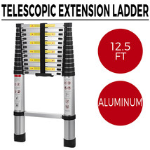 12.5Ft Aluminum Folding Telescopic Extension Ladder Heavy Multi Purpose Step - £111.08 GBP