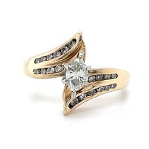 1/2 ctw Diamond Solitaire & Accent Ring REAL SOLID 14 k Yellow Gold 4.9 g Size 6 - £1,034.21 GBP