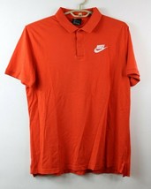 Nike Mens Size Large Orange Polo Shirt w Spellout and Swoosh Logo - $21.09