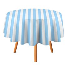 Stripes Blue White Tablecloth Round Kitchen Dining for Table Cover Decor... - £12.75 GBP+