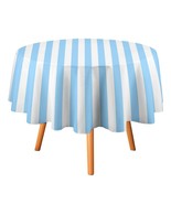 Stripes Blue White Tablecloth Round Kitchen Dining for Table Cover Decor... - $21.93 CAD+