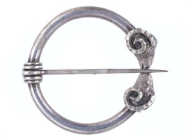 Victorian 800 Silver Celtic Revival Kilt/cloak Pin Penannular brooch pin - $161.12