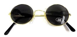 1 Pair Jl Round Dark Lense Wire Gold Frame Sunglasses Hippie Fashion Peace - £5.30 GBP