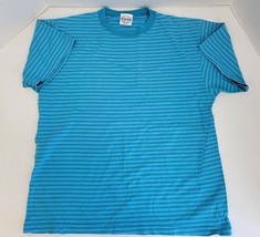 Turner Originals Mens Striped Turquoise Large T Shirt Short Sleeve USA 7... - $13.98