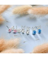 Easter Bunny Earrings Stup Post Silver Jewelry CZ 3 Pairs Assorted Lot W... - $30.17 CAD
