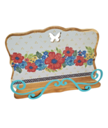 Pioneer Woman Wooden Cookbook Stand Dazzling Dahlias Floral Easel Tablet... - €42,90 EUR