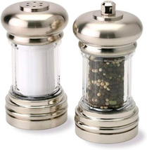 - 7 Brushed Nickel Pepper Mill &amp; Salt Shaker Set - Pre-Filled Wit - $962.60 MXN